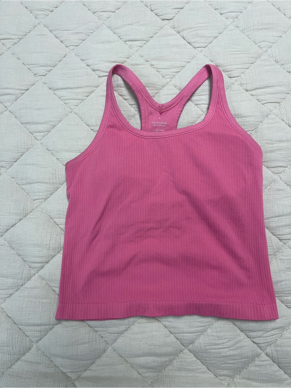 Ribbed Racerback Sports Tank - Pink